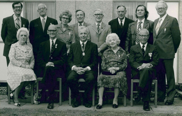 Chairman and previous Chairmen and Chairwomen, Association for Science Education, 1979. From left to right 