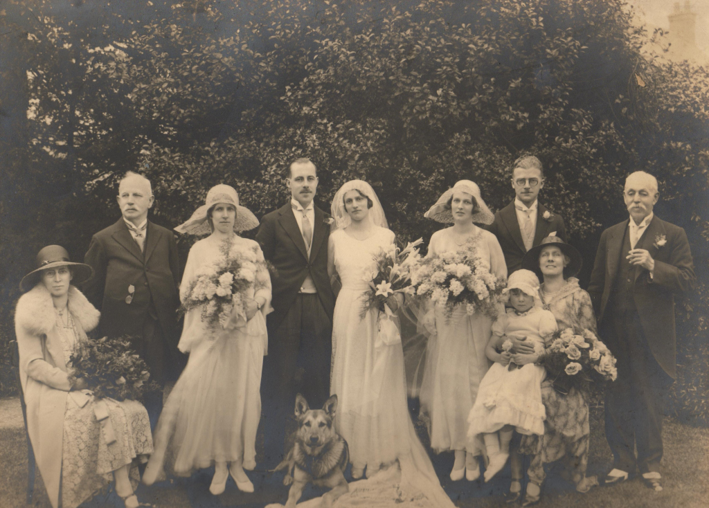 Wedding of Stephen Ward and Margaret Pearson, May 8th 1930. Left to right: Mrs. Ellen Ward, James Ward, Kathleen Ward, Stephen Ward, Margaret Pearson, Elizabeth Pearson, Aubrey Pearson, Mrs. Florence Pearson, Duncan Pearson 